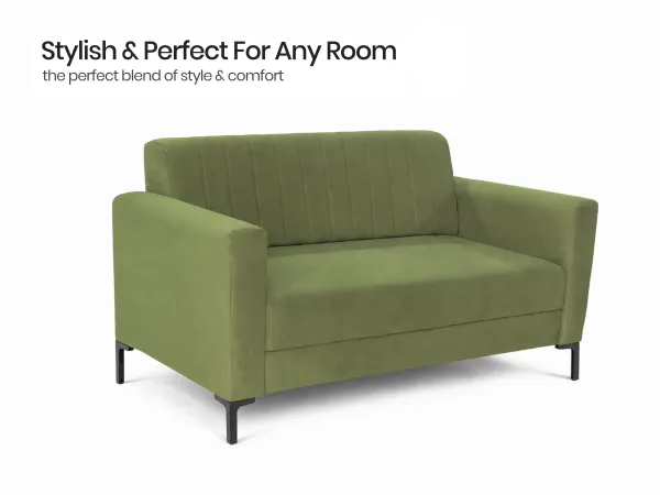 Tulip Upholstered 3 Seater Sofa in Olive Color